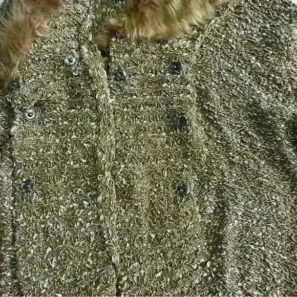 Slonl Wool Blended Long Sleeve Sweater with Faux Fur Trim Golden Threads Size M - Picture 3 of 13